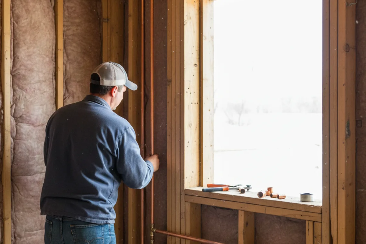 Licensed plumber running new copper supply lines in a Graysville home
